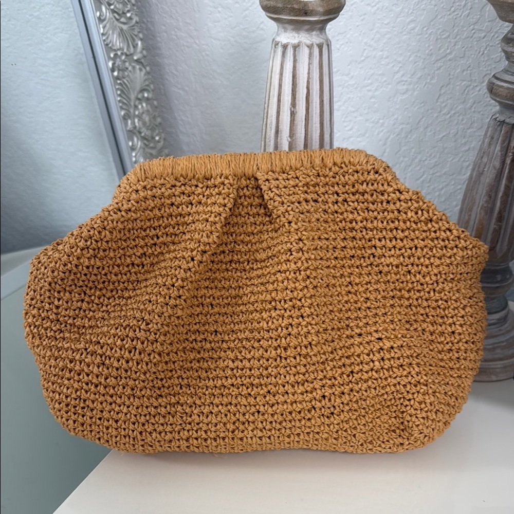 Handcrafted Tan Crochet Clutch